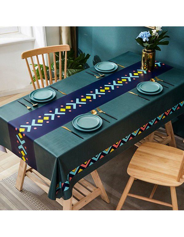 PVC tablecloth waterproof, oil proof, scald proof and wash free tablecloth rectangular household tablecloth tea table cloth table mat desk 