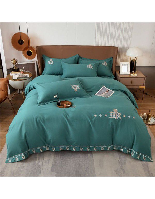 80 thread count cotton thickened frosted four piece set 100 quilt cover bedding sheet fitted sheet autumn and winter set group purchase 