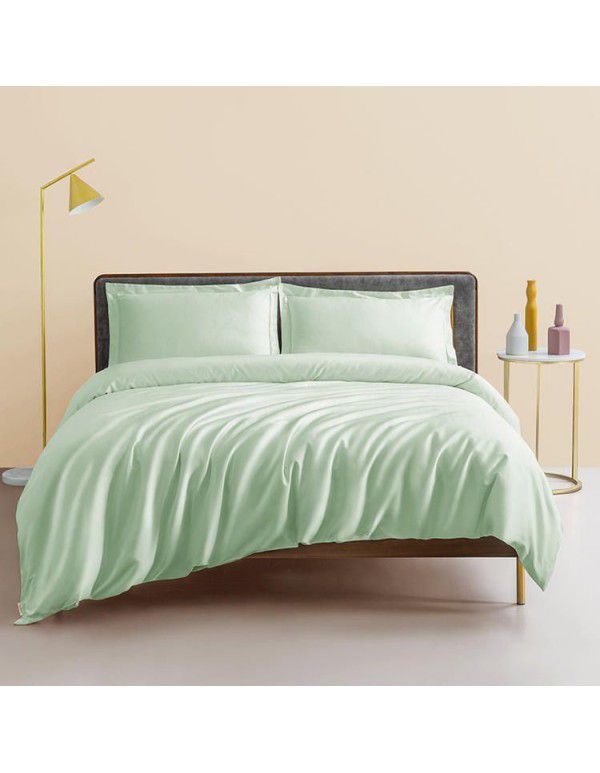 One piece of 100 thread satin pure cotton four piece set of all cotton sheet plain color fitted sheet pony cotton quilt cover