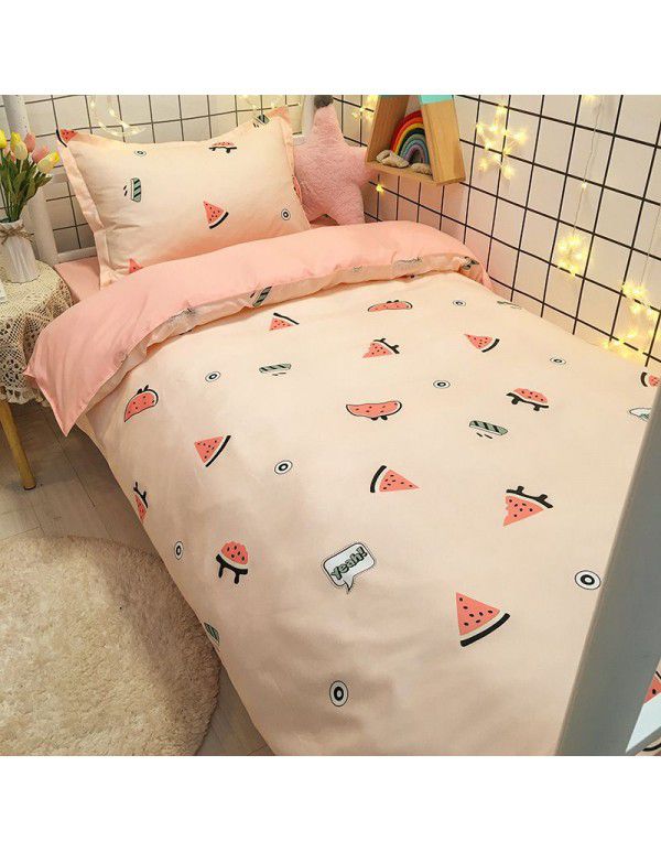 Factory Wholesale Student Dormitory 3-piece set, single cotton 4-piece set, cotton quilt cover, simple bed sheet, one for distribution