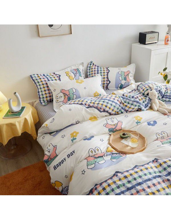 Thickened brushed four piece set single student dormitory three piece set simple bed sheet quilt cover gift bedding wholesale