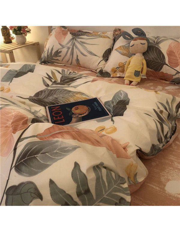 Nordic Black and White Panda Cow Cartoon 4-Piece Duvet Cover Bedding Sheet 3-Piece Dormitory
