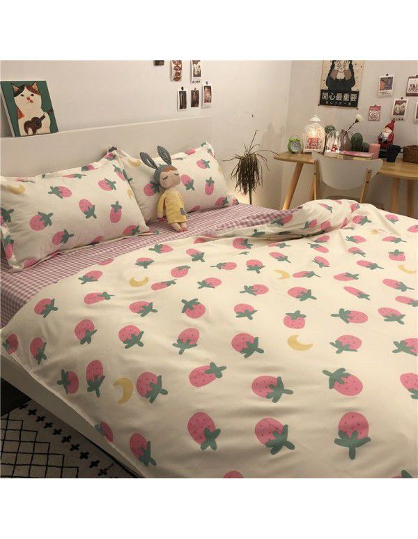 Nordic Black and White Panda Cow Cartoon 4-Piece Duvet Cover Bedding Sheet 3-Piece Dormitory