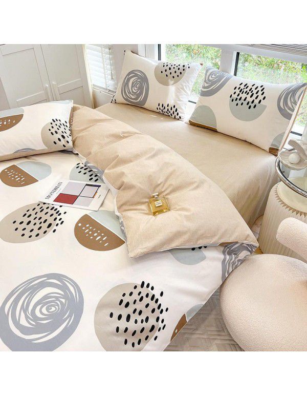 New 40 Thread Count Thickened Cotton Four Piece Single Twin Student Dormitory Bedding Sheet All Cotton Three Piece Bedding