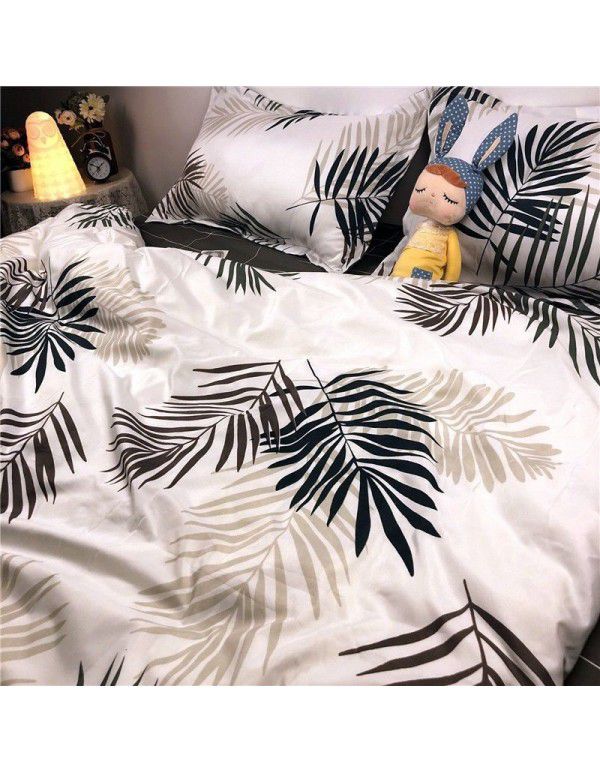 Ins Simple Nordic Gentleman Men's Grey Duvet Cover Four Piece Bedding Set Student Dormitory Bed Sheet Three Piece Set