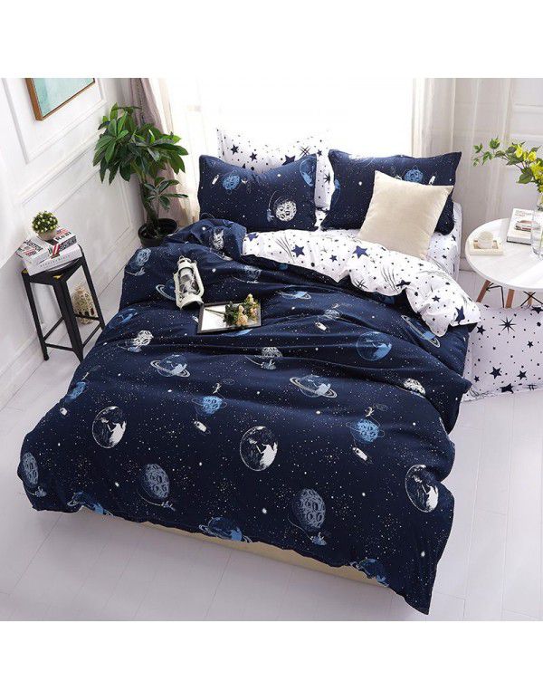 Wholesale fashion household goods Aloe cotton 4-piece bed sheet, brushed cross-border home textile 3-piece set, issued on behalf