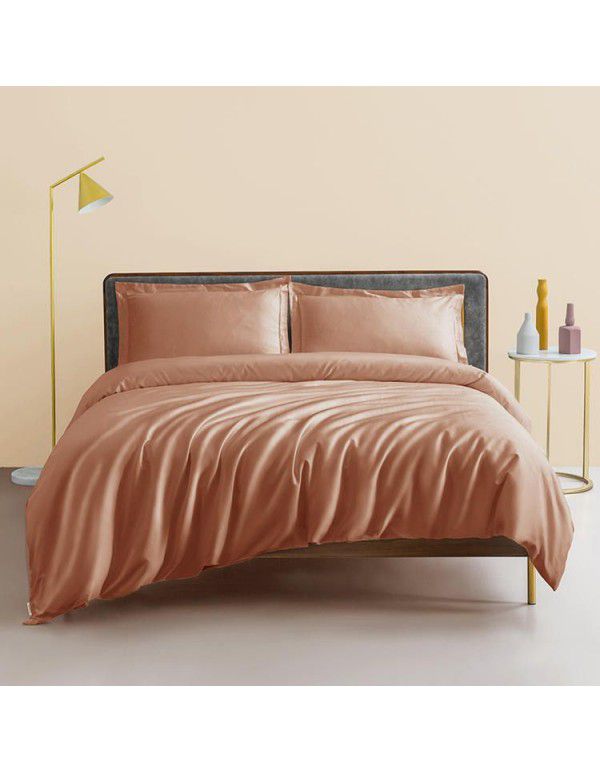 One piece of 100 thread satin pure cotton four piece set of all cotton sheet plain color fitted sheet pony cotton quilt cover