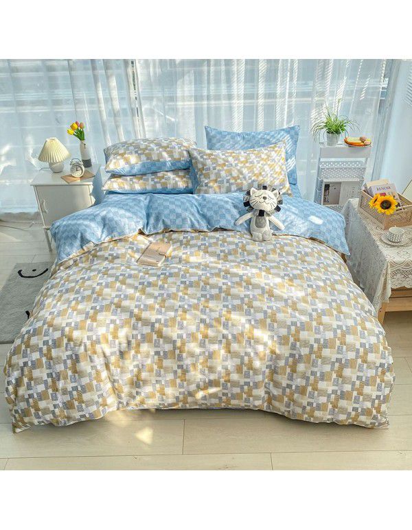 [Super factory] Manufacturer wholesale 2022 pure cotton four piece set Xiains style cotton skin friendly sheet four piece set