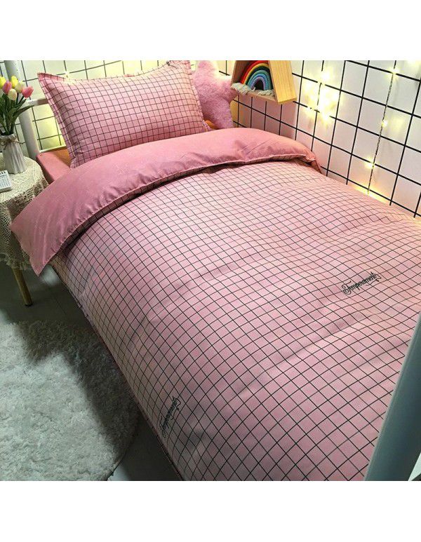 Factory Wholesale Student Dormitory 3-piece set, single cotton 4-piece set, cotton quilt cover, simple bed sheet, one for distribution