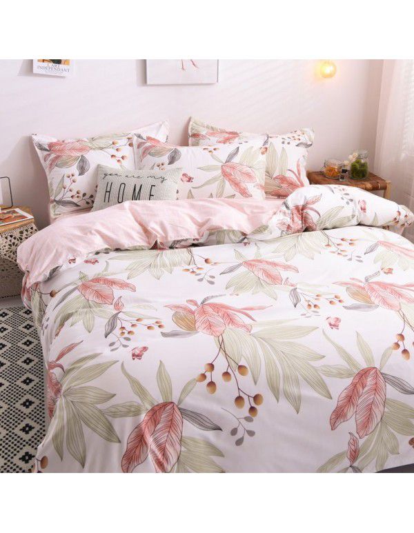 Thickened brushed four piece set single student dormitory three piece set simple bed sheet quilt cover gift bedding wholesale