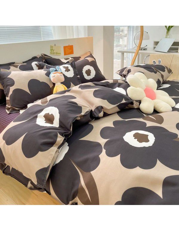Thickened brushed four piece set single student dormitory three piece set simple bed sheet quilt cover gift bedding wholesale