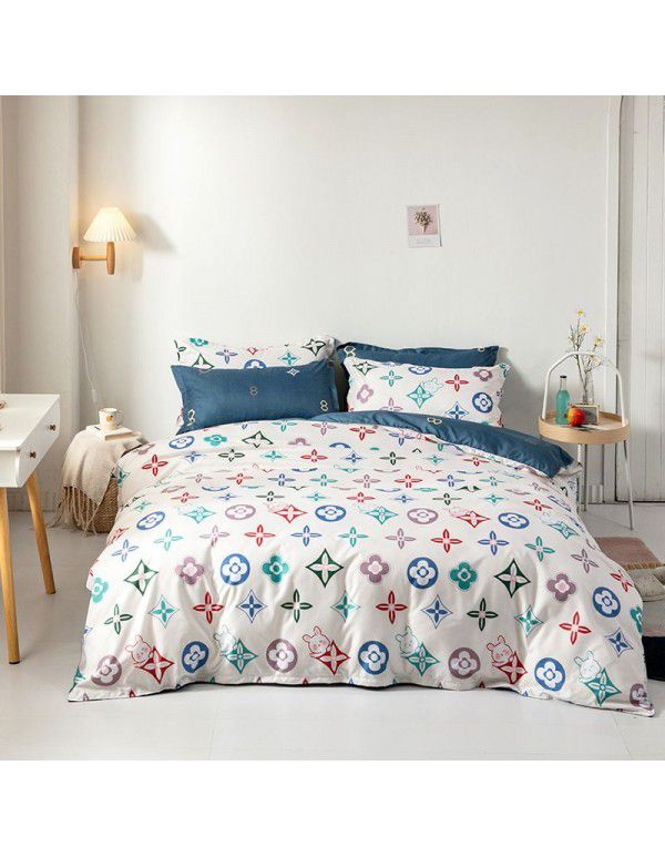 Wholesale fashion household goods Aloe cotton 4-piece bed sheet, brushed cross-border home textile 3-piece set, issued on behalf