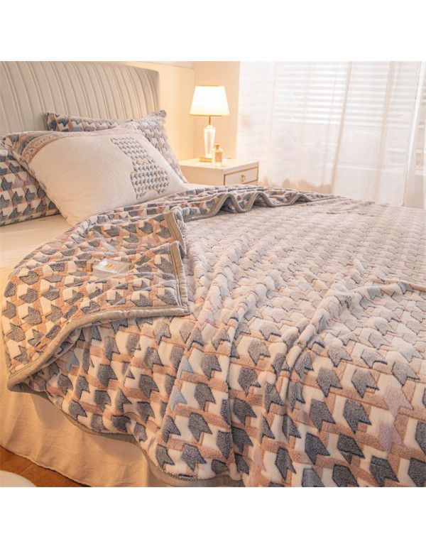 Winter thickened plush bed sheet single piece milk crystal coral flannel flannel quilt sheet cover cushion dual-use