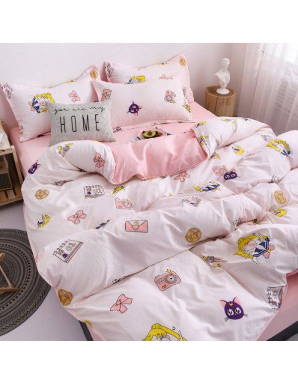 Thickened brushed four piece set single student dormitory three piece set simple bed sheet quilt cover gift bedding wholesale