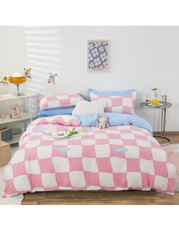 Wholesale fashion household goods Aloe cotton 4-piece bed sheet, brushed cross-border home textile 3-piece set, issued on behalf