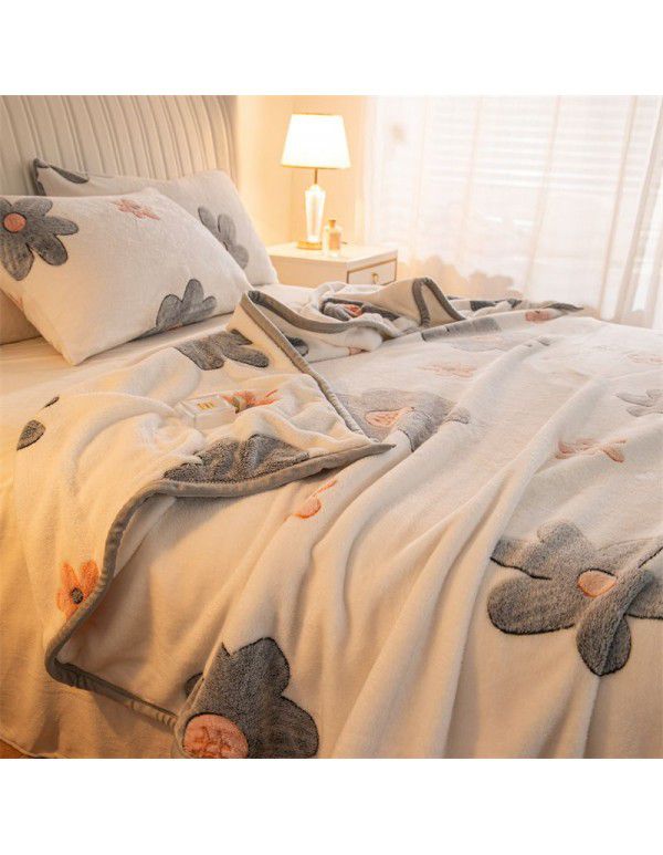 Winter thickened plush bed sheet single piece milk crystal coral flannel flannel quilt sheet cover cushion dual-use