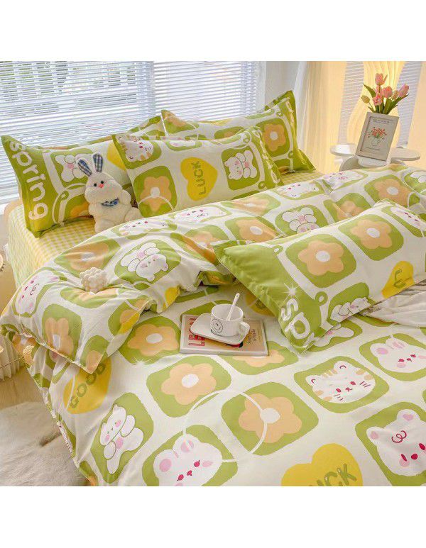 Thickened brushed four piece set single student dormitory three piece set simple bed sheet quilt cover gift bedding wholesale