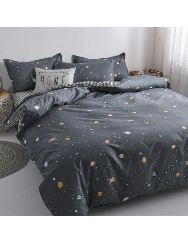 Thickened brushed four piece set single student dormitory three piece set simple bed sheet quilt cover gift bedding wholesale