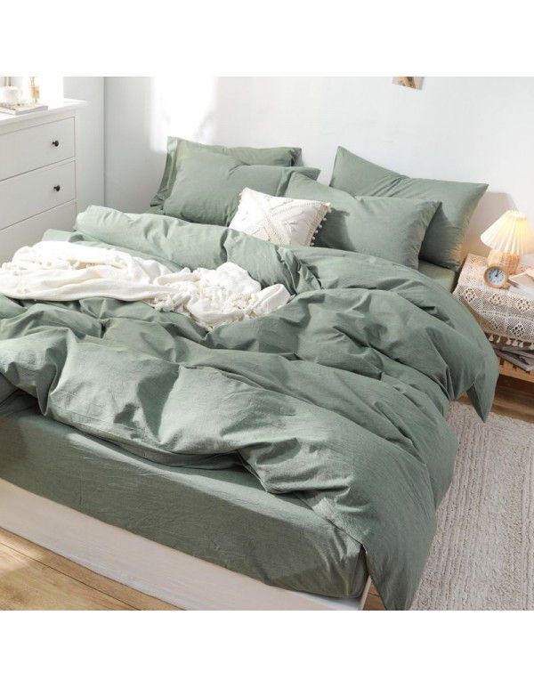 All cotton washed cotton four piece set simple cotton checked quilt cover bedspread sets supplied directly by the manufacturer for wholesale