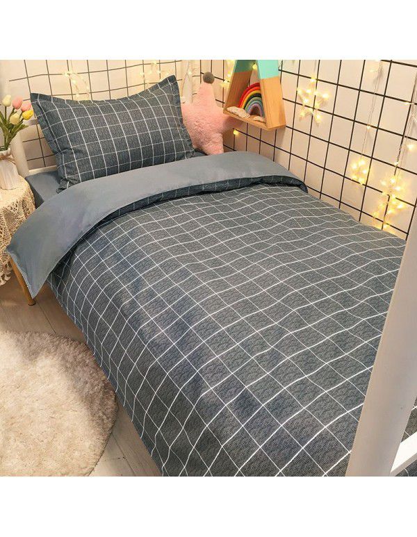 Factory Wholesale Student Dormitory 3-piece set, single cotton 4-piece set, cotton quilt cover, simple bed sheet, one for distribution