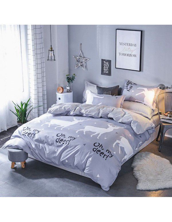 Wholesale fashion household goods Aloe cotton 4-piece bed sheet, brushed cross-border home textile 3-piece set, issued on behalf