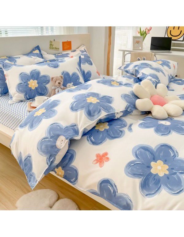 Thickened brushed four piece set single student dormitory three piece set simple bed sheet quilt cover gift bedding wholesale