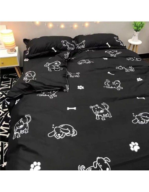 Ins Simple Nordic Gentleman Men's Grey Duvet Cover Four Piece Bedding Set Student Dormitory Bed Sheet Three Piece Set