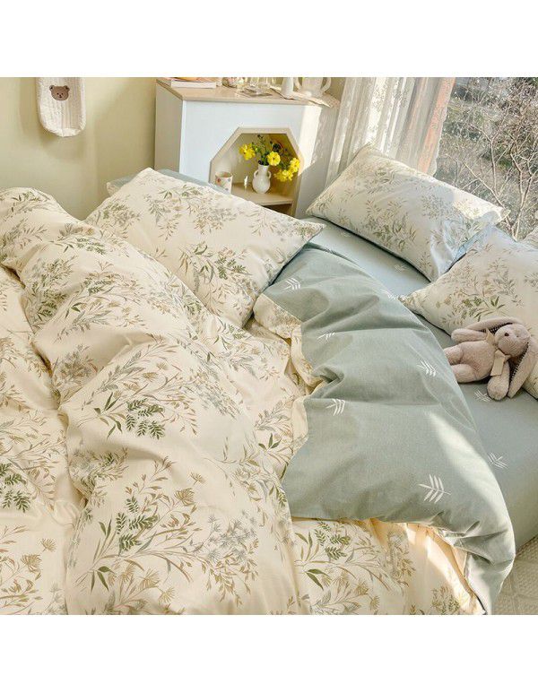 Wholesale of all cotton 60 thread cotton four piece bed sheets Nantong Xinjiang cotton bed sheet and quilt cover three piece student dormitory