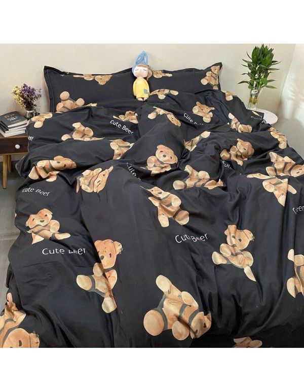 Ins Simple Nordic Gentleman Men's Grey Duvet Cover Four Piece Bedding Set Student Dormitory Bed Sheet Three Piece Set