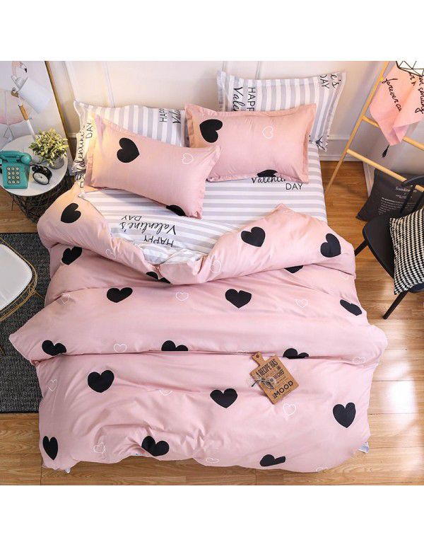 Wholesale fashion household goods Aloe cotton 4-piece bed sheet, brushed cross-border home textile 3-piece set, issued on behalf