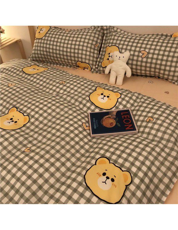Nordic Black and White Panda Cow Cartoon 4-Piece Duvet Cover Bedding Sheet 3-Piece Dormitory