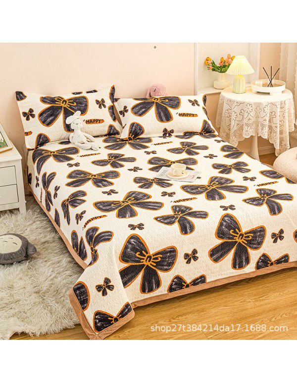 New Milk Pile Bed Cover Three piece Student Dormitory Mattress Blanket Multi functional Non slip Cushion Right Angle Tatami
