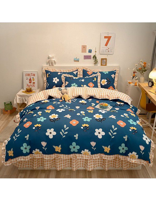  New Bed Cover Lace Roughing Four piece Set Washable Cotton Machine Washable Bedclothes Direct Sales