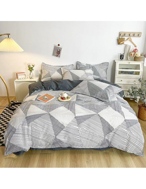 Thickened brushed four piece set single student dormitory three piece set simple bed sheet quilt cover gift bedding wholesale