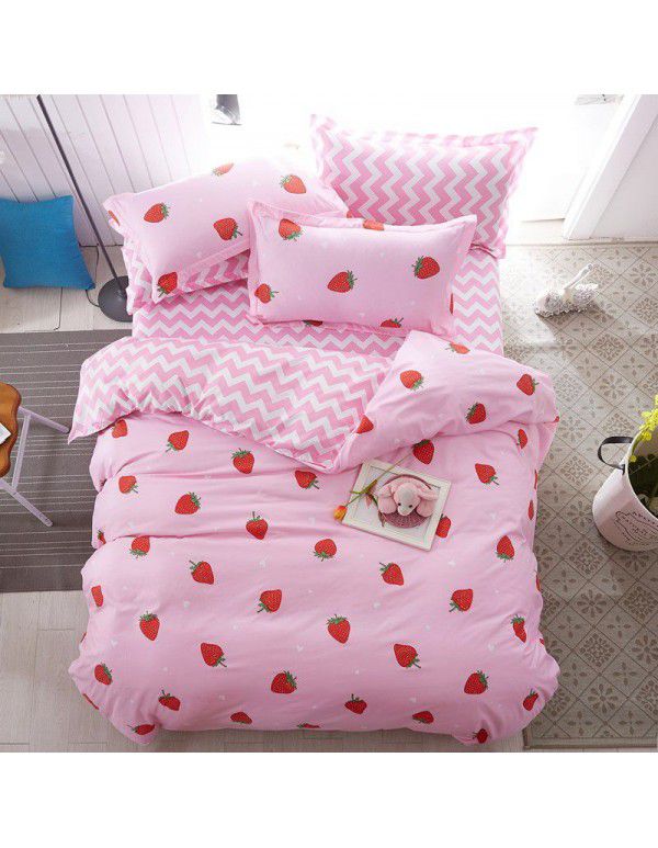 Wholesale fashion household goods Aloe cotton 4-piece bed sheet, brushed cross-border home textile 3-piece set, issued on behalf