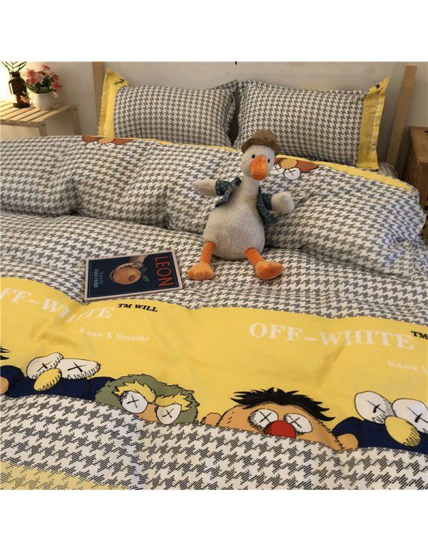 Nordic Black and White Panda Cow Cartoon 4-Piece Duvet Cover Bedding Sheet 3-Piece Dormitory