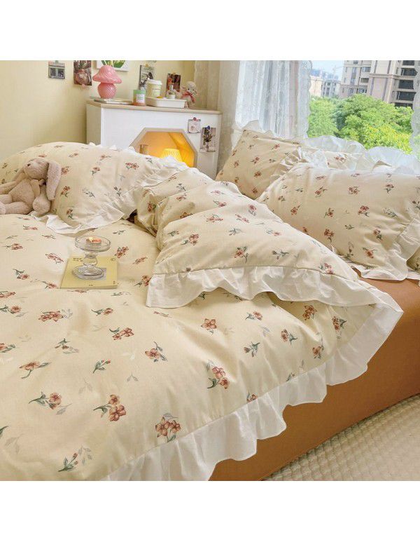 Wholesale of all cotton 60 thread cotton four piece bed sheets Nantong Xinjiang cotton bed sheet and quilt cover three piece student dormitory
