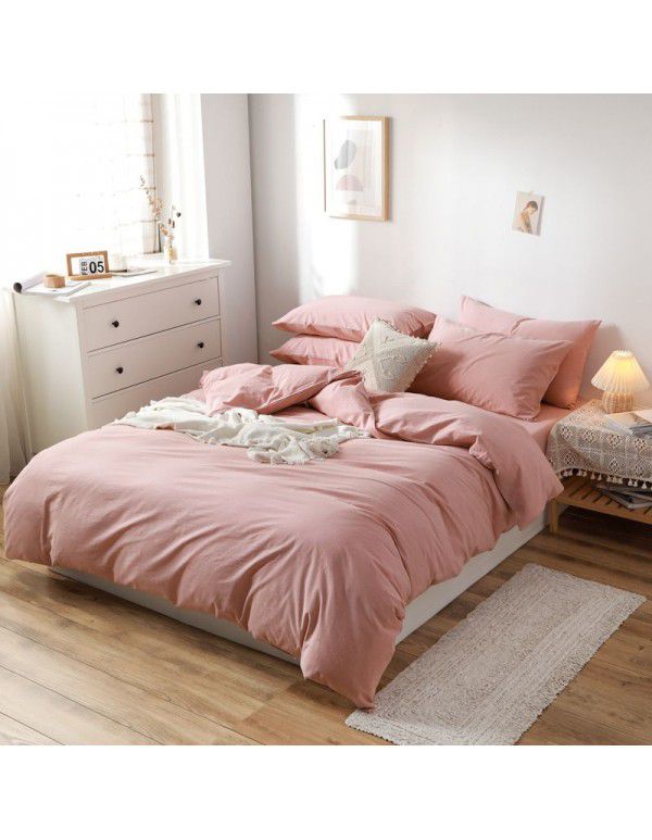 All cotton washed cotton four piece set simple cotton checked quilt cover bedspread sets supplied directly by the manufacturer for wholesale