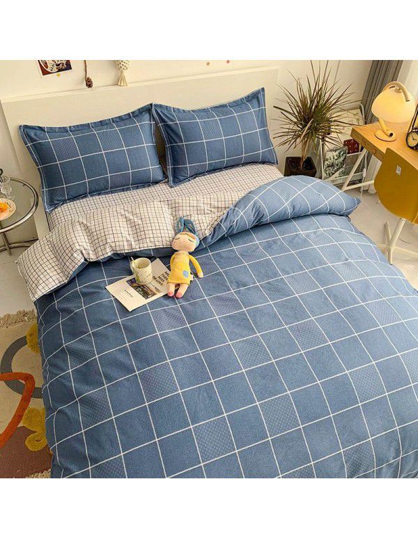 Cotton three piece set Japanese simple cotton four piece set 1.8 double bedding set wholesale group purchase gift 