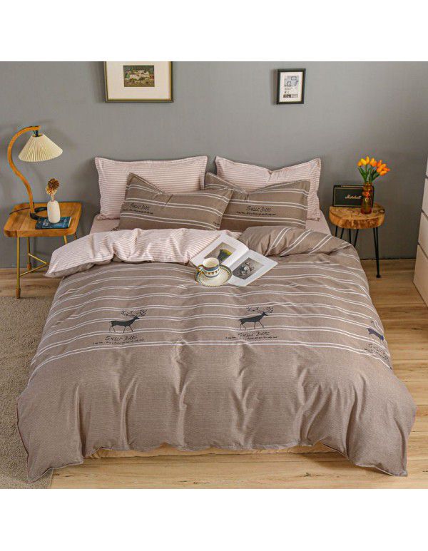 Wholesale thickened and brushed four piece sets of student dormitory three piece sets of spring, autumn and winter single sheets, quilt covers and bedding