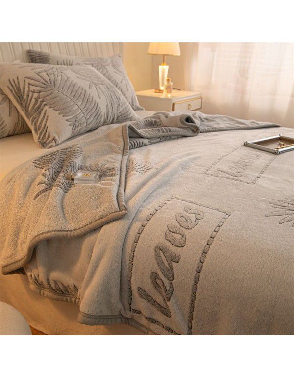 Winter thickened plush bed sheet single piece milk crystal coral flannel flannel quilt sheet cover cushion dual-use