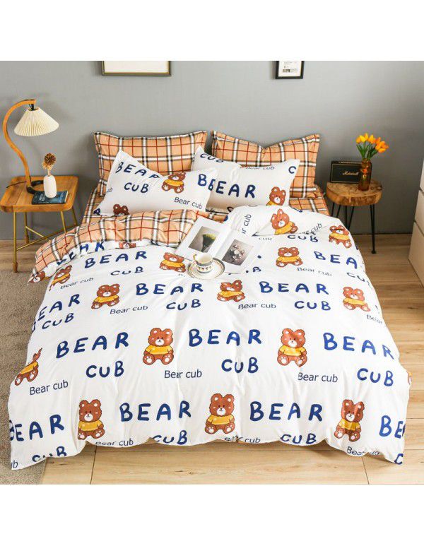 Wholesale thickened and brushed four piece sets of student dormitory three piece sets of spring, autumn and winter single sheets, quilt covers and bedding