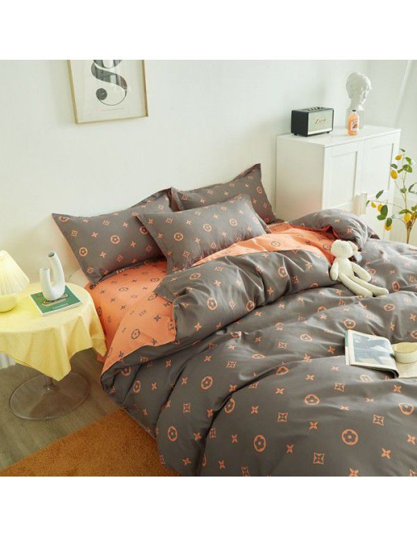 Thickened brushed four piece set single student dormitory three piece set simple bed sheet quilt cover gift bedding wholesale