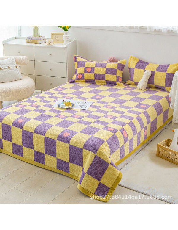 New Milk Pile Bed Cover Three piece Student Dormitory Mattress Blanket Multi functional Non slip Cushion Right Angle Tatami