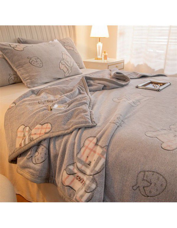 Winter thickened plush bed sheet single piece milk crystal coral flannel flannel quilt sheet cover cushion dual-use