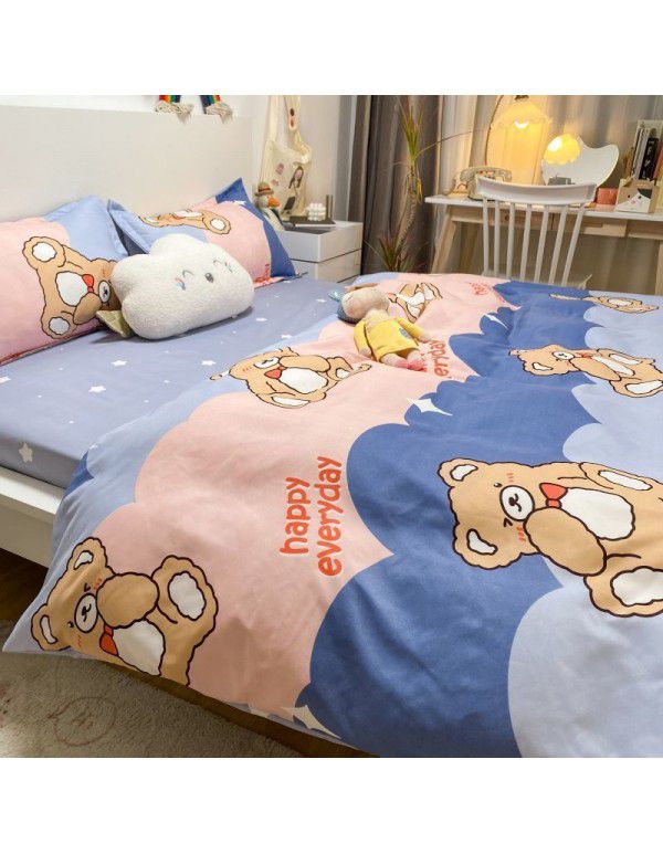 Ins Simple Nordic Gentleman Men's Grey Duvet Cover Four Piece Bedding Set Student Dormitory Bed Sheet Three Piece Set