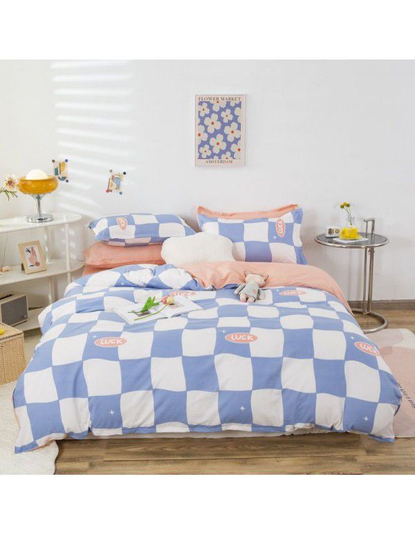 Wholesale fashion household goods Aloe cotton 4-piece bed sheet, brushed cross-border home textile 3-piece set, issued on behalf