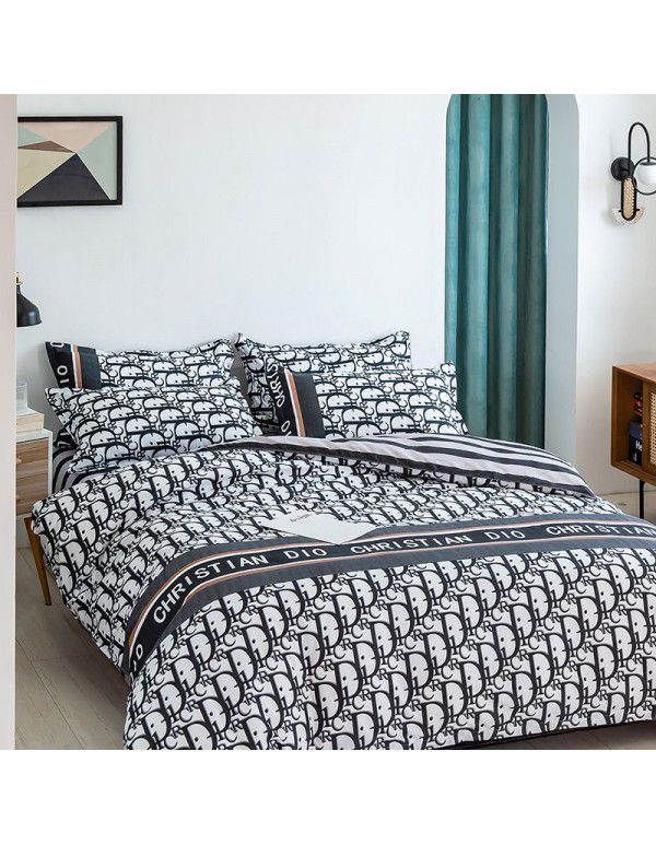 Wholesale fashion household goods Aloe cotton 4-piece bed sheet, brushed cross-border home textile 3-piece set, issued on behalf