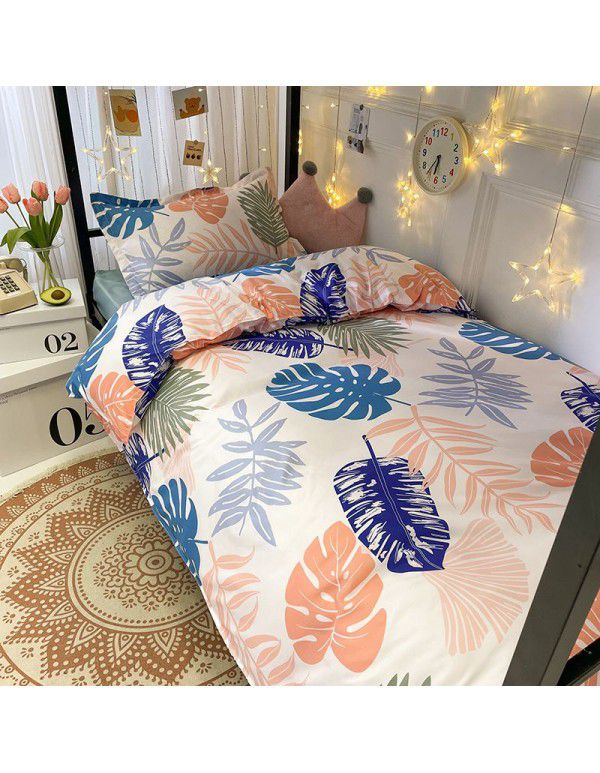 Factory Wholesale Student Dormitory 3-piece set, single cotton 4-piece set, cotton quilt cover, simple bed sheet, one for distribution