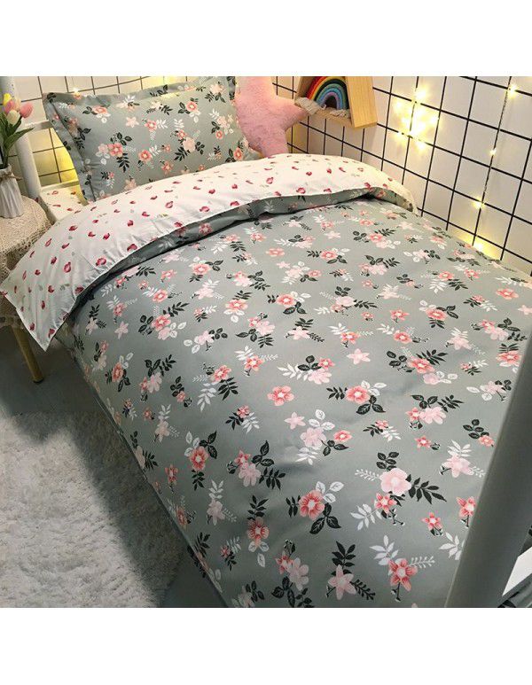 Factory Wholesale Student Dormitory 3-piece set, single cotton 4-piece set, cotton quilt cover, simple bed sheet, one for distribution